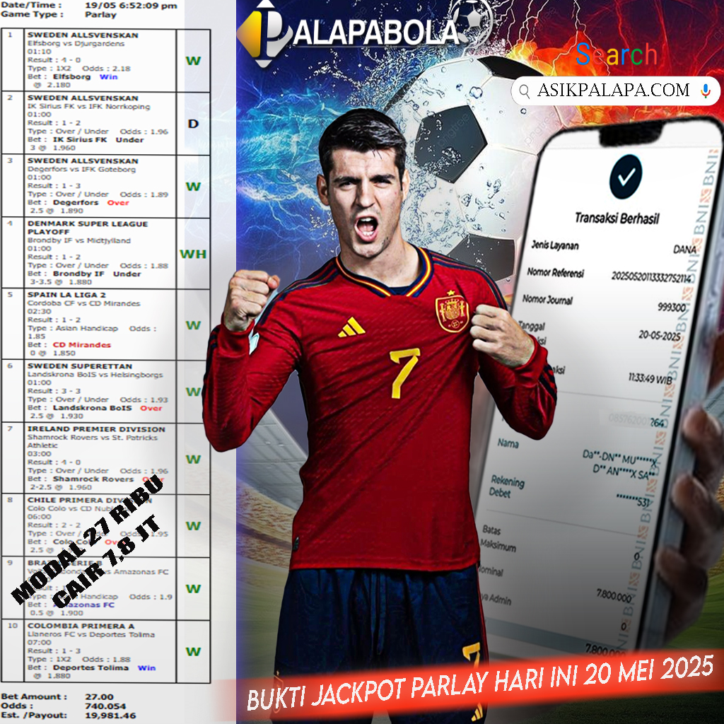 INFO KEMENANGAN PALAPA BOLA TANGGAL 20 MEI 2025