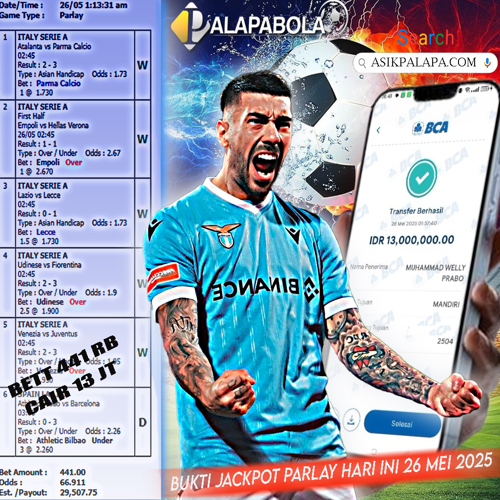 INFO KEMENANGAN PALAPA BOLA TANGGAL 26 MEI 2025